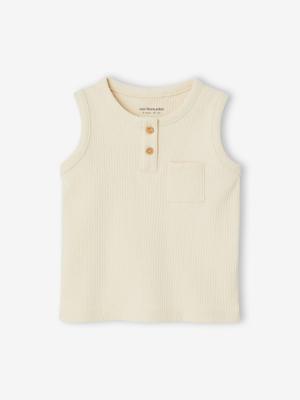 Geribbelde baby tanktop ecru