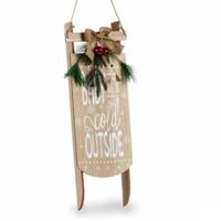 Decoratie om op te hangen, slee, beige, MDF, 20 x 5 x 69 cm (6 stuks) - thumbnail