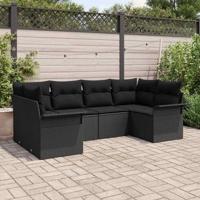 Tuinbankenset met kussen 6 pcs Zwart poly rattan - thumbnail