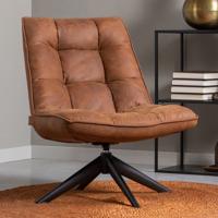 WOOOD Jouke fauteuil leerlook Cognac - thumbnail