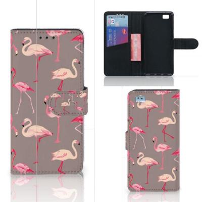 Huawei Ascend P8 Lite | Telefoonhoesje | Met pasjeshouder | Flamingo Huawei Ascend P8 Lite | Telefoonhoesje | Met pasjeshouder | Flamingo