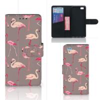 Huawei Ascend P8 Lite | Telefoonhoesje | Met pasjeshouder | Flamingo - thumbnail