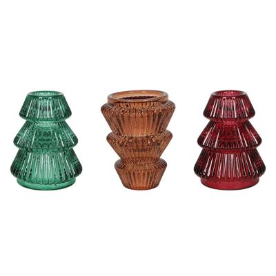 Kandelaar everlands kunstkerstboom 2-way glas Ø6,5x8cm