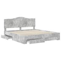 Bedframe met hoofdeinde Beton Grijs 200 x 200 cm Bewerkt hout - thumbnail