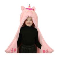 Noxxiez knuffeldeken met capuchon eenhoorn, 130x100cm - thumbnail