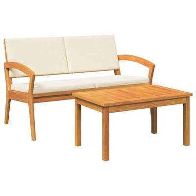 Bistroset met kussen 2 pcs Bruin Massief acaciahout