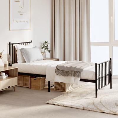 Bedframe met hoofd- en voeteneinde metaal zwart 75x190 cm