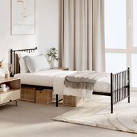 Bedframe met hoofd- en voeteneinde metaal zwart 75x190 cm - thumbnail