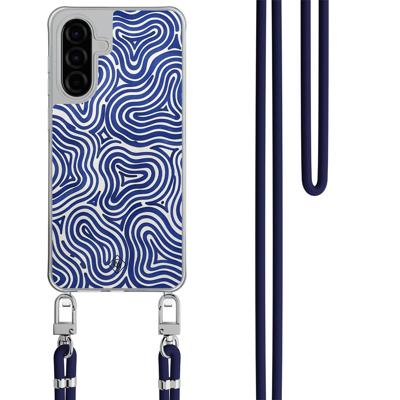 Samsung Galaxy A57 hoesje met donkerblauw koord - Ocean waves