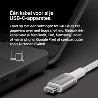 Belkin BoostCharge USB-C/USB-C-voedingskabel, snellaadkabel met 240 W Power Delivery, USB-IF-gecertificeerd, compatibel met MacBook Pro, Chromebook, iPhone 16/iPhone 15, Galaxy, iPad, meer, 1 m, wit - thumbnail