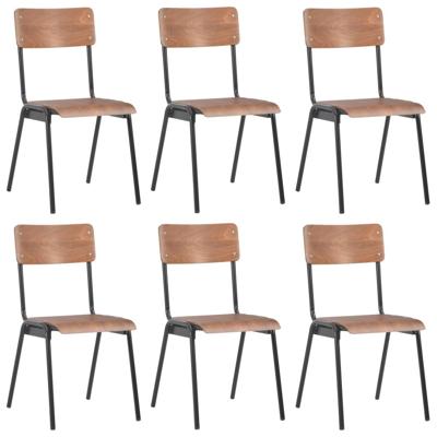 Eetkamerstoelen 6 st multiplex bruin