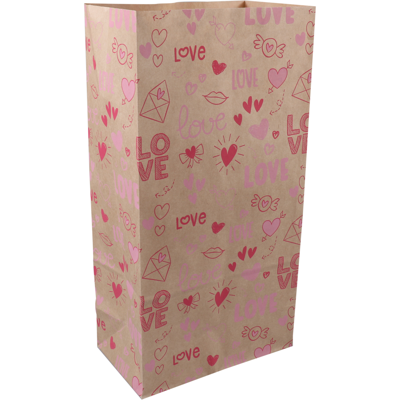 Zak | Blokbodemzak | Kraftpapier | 160/ 90x310mm | Love Notes | 500 stuks