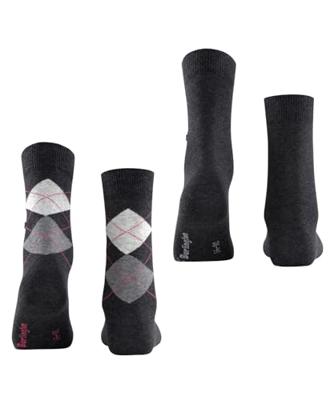 Burlington 2-paar everyday dames sokken - Biologisch katoenen vrouwen sokken met ruit print