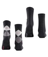 Burlington 2-paar everyday dames sokken - Biologisch katoenen vrouwen sokken met ruit print - thumbnail