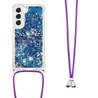 Lunso - Samsung Galaxy S23 - Telefoonhoes met koord - Glitter Blauw - thumbnail