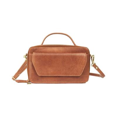 Dames leren schoudertas - cognac - MŌSZ Naomi