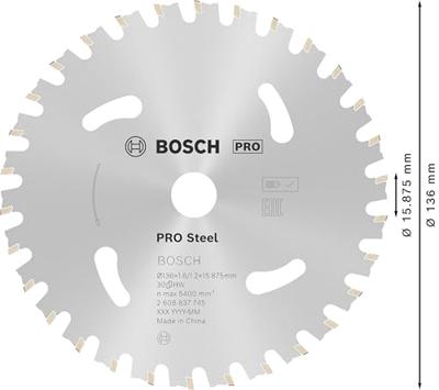 Bosch Accessories 2608837745 2608837745 Cirkelzaagblad 136 x 15 mm Aantal tanden: 30 1 stuk(s) Bosch Accessories 2608837745 2608837745 Cirkelzaagblad 136 x 15 mm Aantal tanden: 30 1 stuk(s)