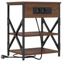 Nachtkastje met Oplaadstation bruin eikenkleur Bewerkt hout - thumbnail