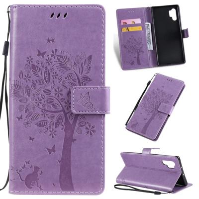 Boom & kat patroon gedrukt afdrukken horizontale Flip PU lederen draagtas met houder & kaartsleuven & portemonnee & Lanyard voor Galaxy Note 10 +/10 P