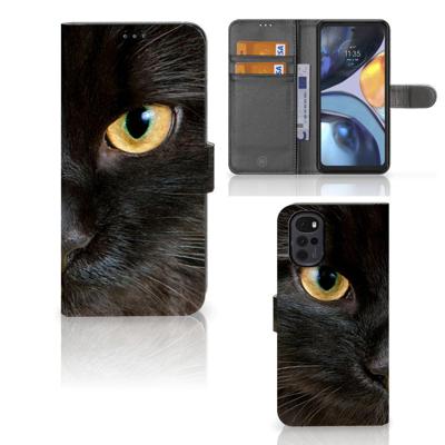Motorola Moto G22 | Telefoonhoesje | Met pasjeshouder | Zwarte Kat