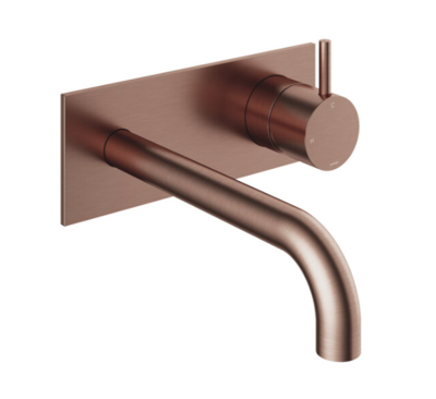 Hotbath Cobber afbouwdeel inbouw wastafelmengkraan met achterplaat en 18 cm uitloop geborsteld koper PVD CB006EXT18BCP