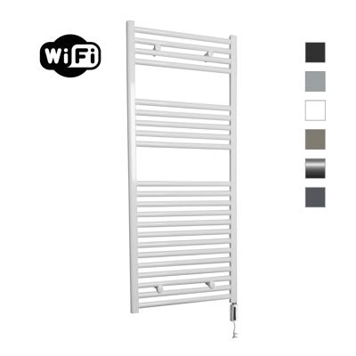 Elektrische Radiator Sanicare HWV Met Wifi 111,8x45 cm Wit 596W Met Thermostaat Wit Rechtsonder Sanicare