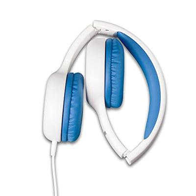 Lenco Hoofdtelefoon voor kinderen, volumebegrenzing tot 85 dB, zeer comfortabel, 120 cm kabel, met stickers, wit/blauw
