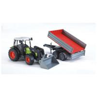 Bruder Claas Nectis 267 F met voorlader en trailer - thumbnail