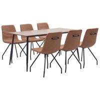 vidaXL 7-delige Eethoek kunstleer bruin - thumbnail