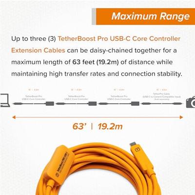 Tethertools TetherBoost Pro USB-C Core Controller Extension Cable- Orange