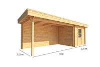 Blokhut, tuinhuisje met overkapping Lisa-Janne 650 cm bij 250 cm diep plat dak 9 Warentuin Collection - Warentuin collection - thumbnail