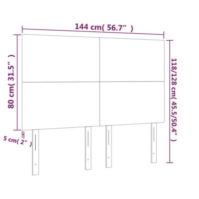 Hoofdbord LED 144x5x118/128 cm kunstleer cappuccinokleurig - thumbnail