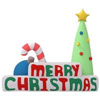 Decoratie "Merry Christmas" met LED's opblaasbaar 197 cm - thumbnail