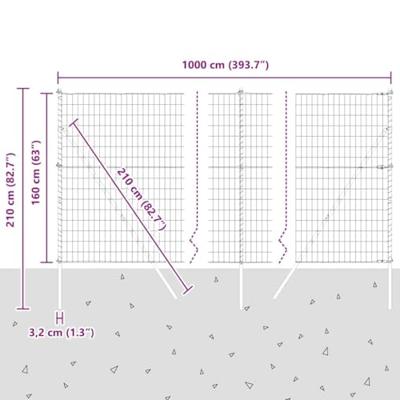 VidaXL Hek met paal groen 1,6 x 10 m staal en pvc