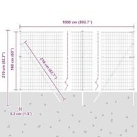 VidaXL Hek met paal grijs 1,6 x 10 m staal en pvc - thumbnail