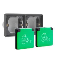 Niko Hydro Zwart Inbouw Fietsoplaadpunt dubbel IP55 horizontaal - thumbnail