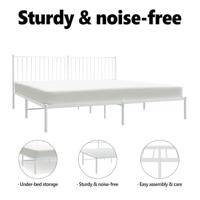 Bedframe met hoofdbord metaal wit 193x203 cm - thumbnail