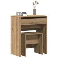 Kaptafel artisanaal eikenkleurig 60 x 40 x 75 cm Bewerkt hout - thumbnail