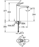 Grohe Eurostyle New 1 Gats Wastafelkraan Xl Size Met Gladde Body Chroom - thumbnail