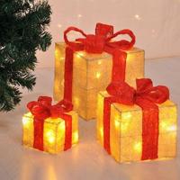 Set van 3 kerstdecoratie cadeautjes - geschenkdozen - thumbnail