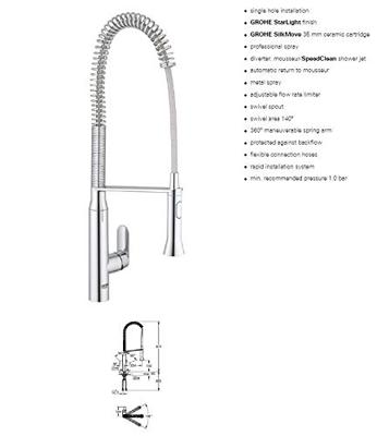 GROHE K7 Keukenkraan - hoog - 2 straalsoorten - met profesionele handdouche - chroom 32950000