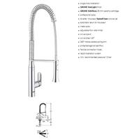 GROHE K7 Keukenkraan - hoog - 2 straalsoorten - met profesionele handdouche - chroom 32950000 - thumbnail