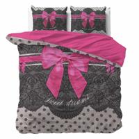 Dekbedovertrek - Romance - Tekst - Liefde - Met knoopsluiting, incl. kussenslopen - Roze - thumbnail