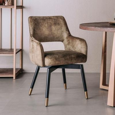 Tower Living Draaibare Eetkamerstoel 'Lenno' Velvet, kleur Groen