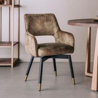 Tower Living Draaibare Eetkamerstoel 'Lenno' Velvet, kleur Groen - thumbnail