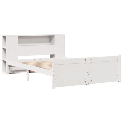 Bed met boekenkast zonder matras grenenhout wit 150x200 cm - thumbnail