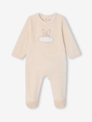 Babypakje in fluweel / velours ecru