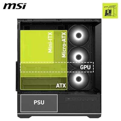 MSI MSI GEH Midi MAG PANO 110R PZ Midi-tower PC-behuizing Zwart 4 voorgeïnstalleerde LED-ventilators