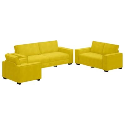3-delige Loungeset met kussens fluweel geel - thumbnail