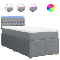 Boxspring met matras stof lichtgrijs 80x200 cm - thumbnail